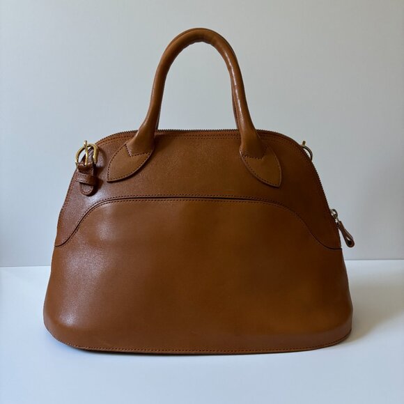 VTG Vintage Saddle Leather Top Handle Satchel Shoulder Bag with Crossbody Strap - Picture 2 of 11